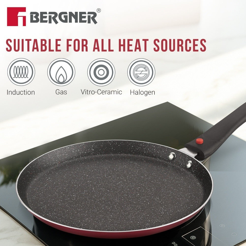 Bergner Sherry Plus 5-Layer Non-Stick 6 Pcs Induction Cookware Set (Maroon)