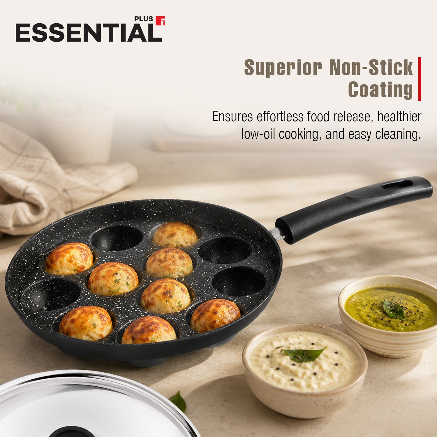Essential Plus Amarone Die Cast Appam Patra 12 Pits (22cm Dia)