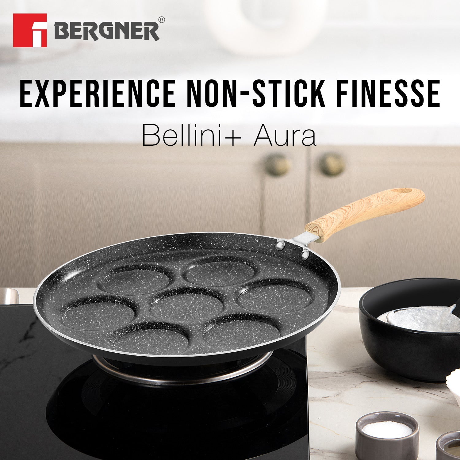 Bellini Plus Aura 5-Layer Non-Stick 7 PIT Uttapam Tawa - Gas Stove Ready