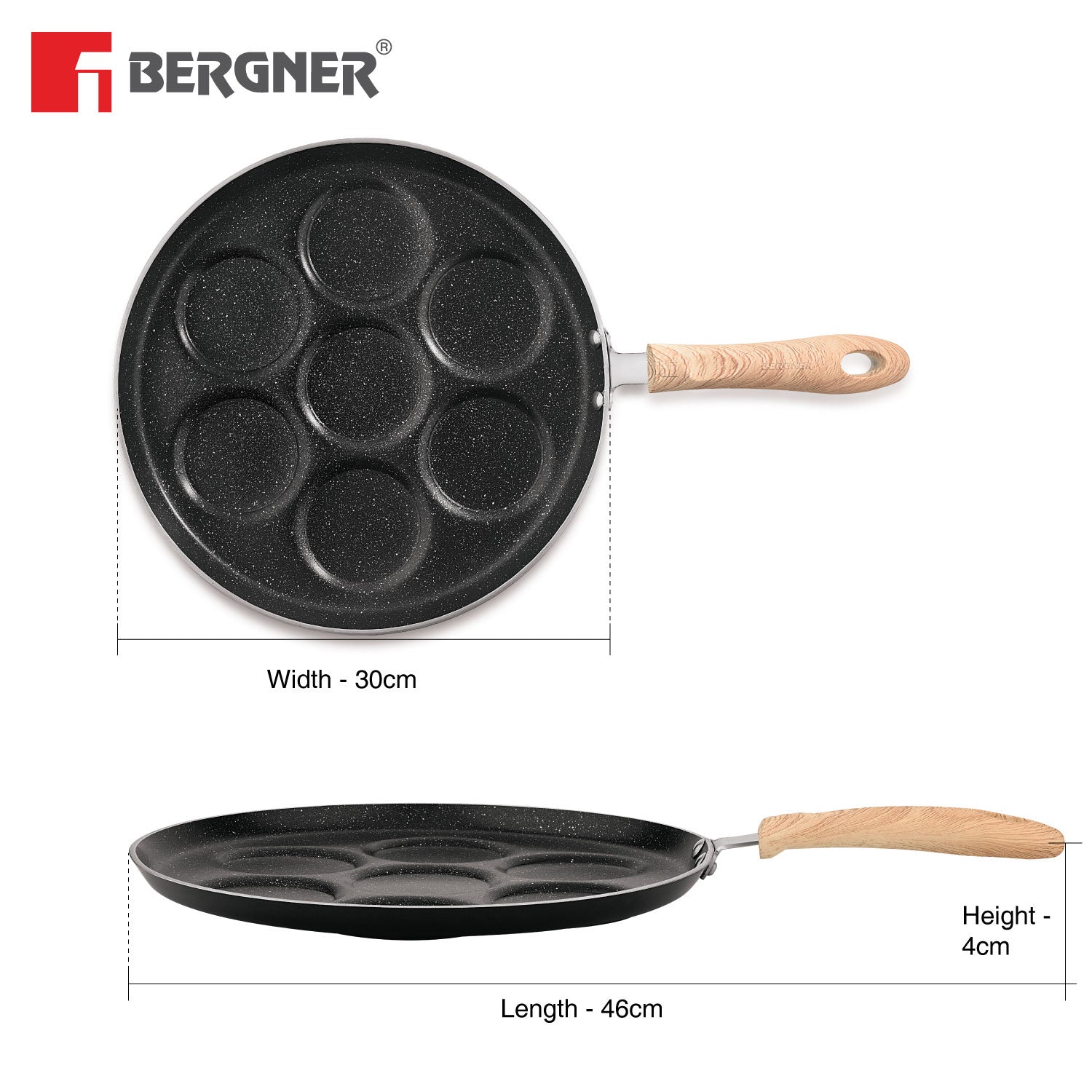 Bellini Plus Aura 5-Layer Non-Stick 7 PIT Uttapam Tawa - Gas Stove Ready