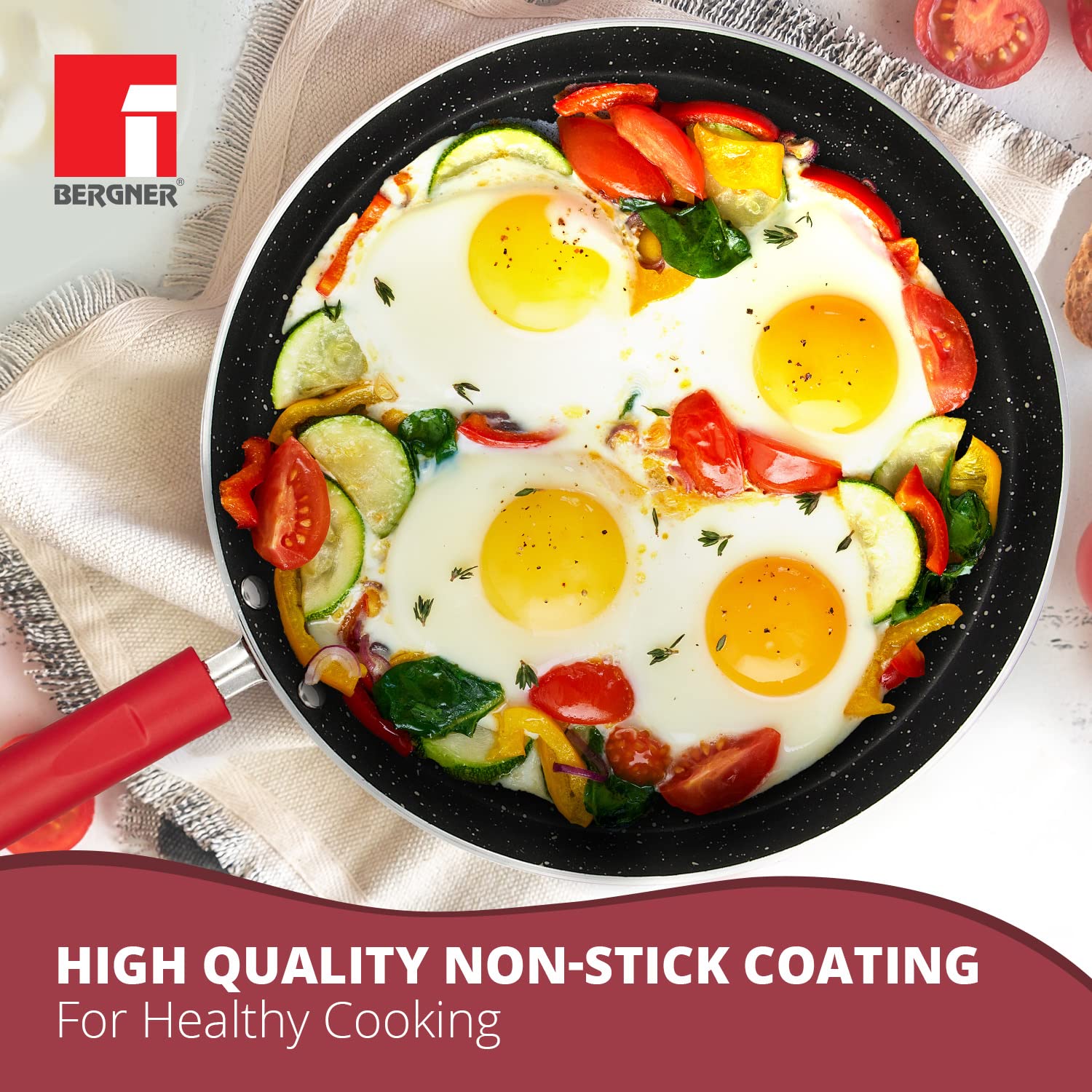 Ribera Non-Stick 4 Pcs Cookware Set - Induction Bottom (Red)