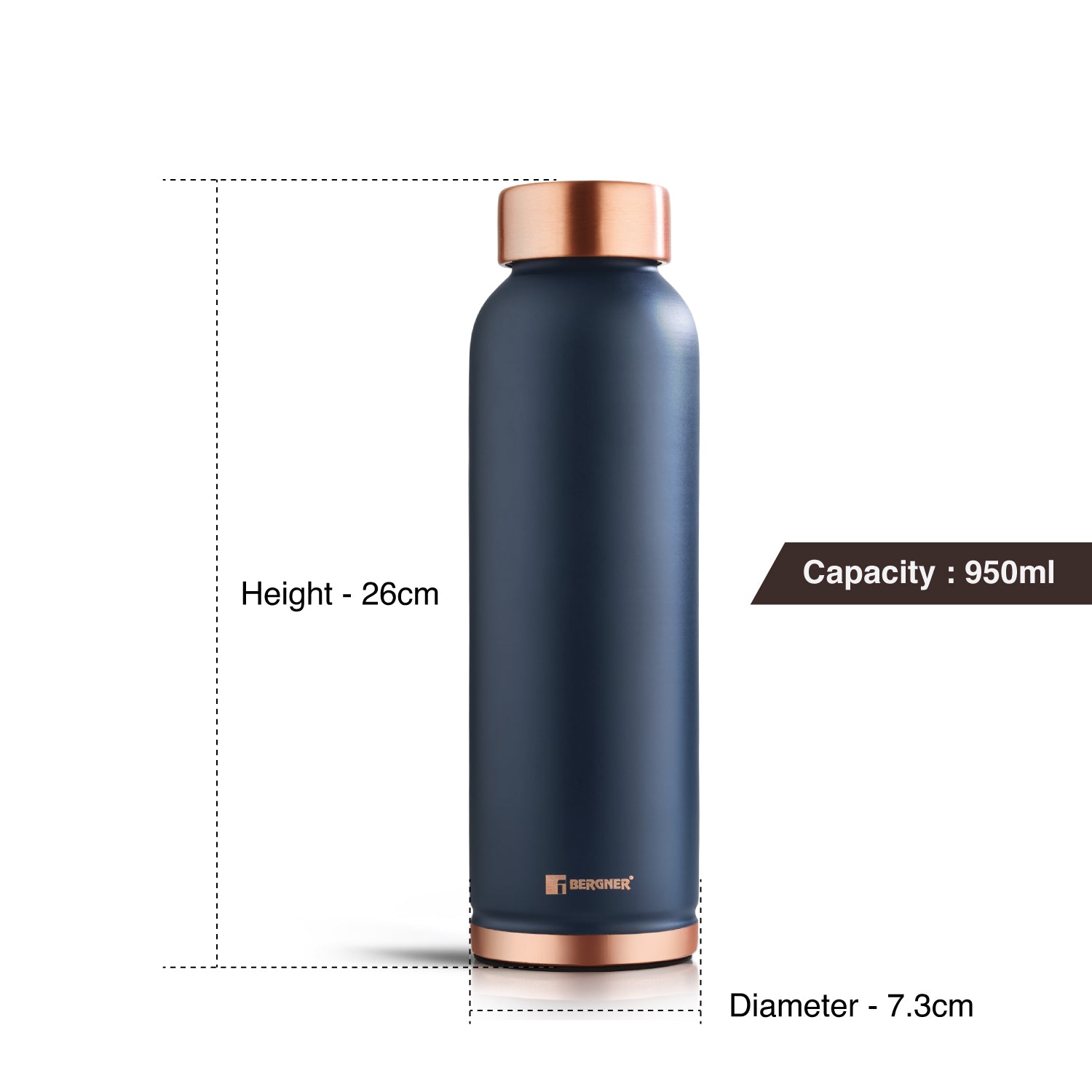 Walking Pure Copper Water Bottle 950ml | Non-Toxic Leak Resistant-Navy Blue