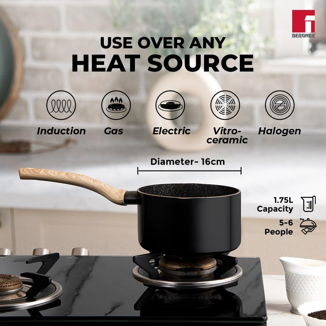 Bellini Plus Aura 5-Layer Non-Stick 16 cm (1.8 Litres) Saucepan - Induction Bottom