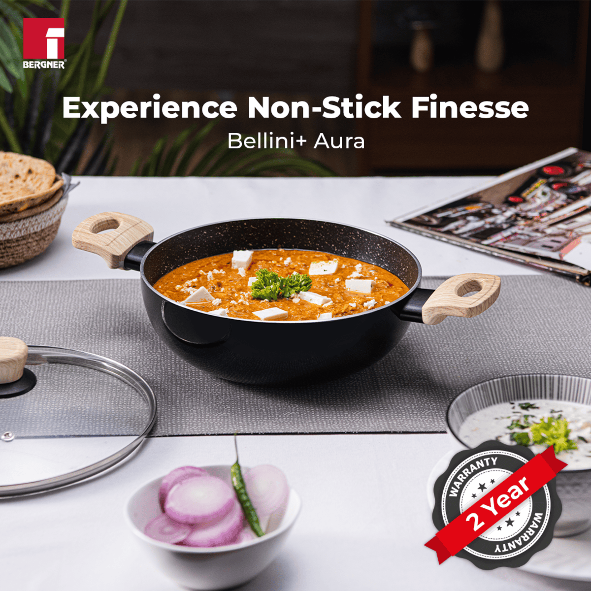Bellini Plus Aura 5-Layer Non-Stick 24cm (3.6 Litres) Kadai