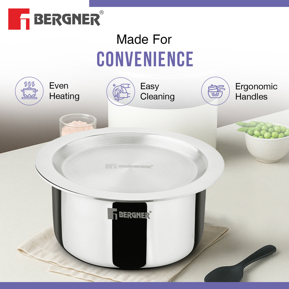 TriPro TriPly Stainless Steel Cook Serve N Keep 5 Pcs Cookware Set