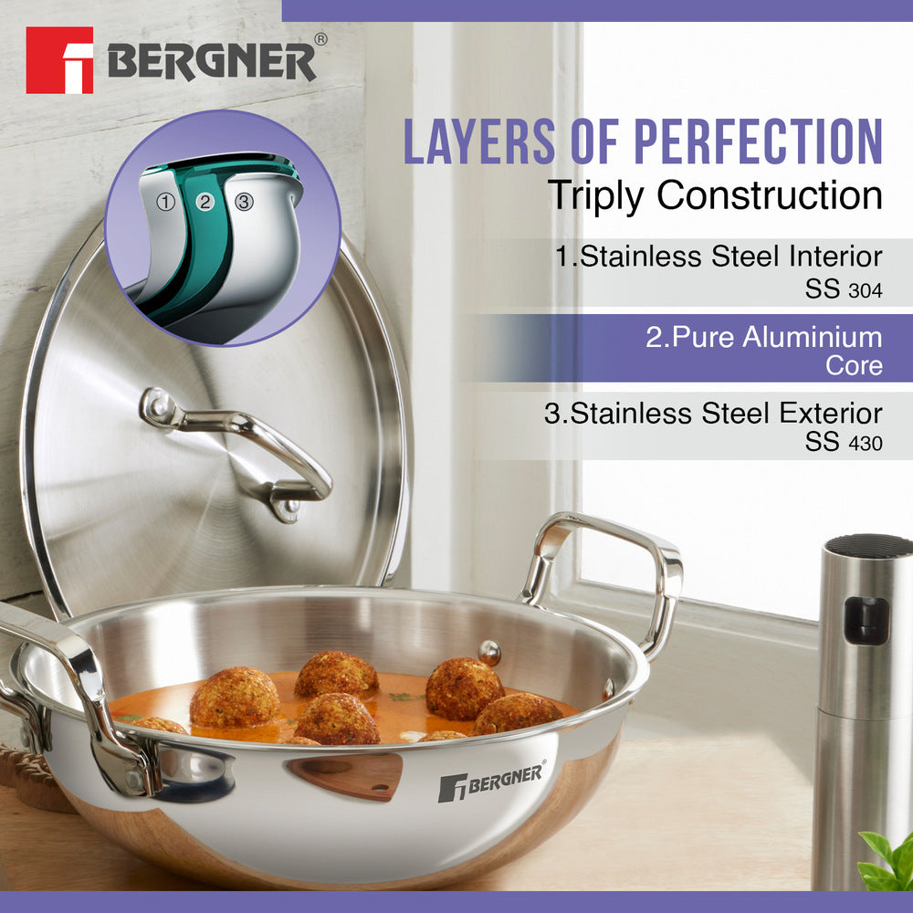 TriPro 5 Pcs TriPly Stainless Steel Cookware Set - Induction Bottom