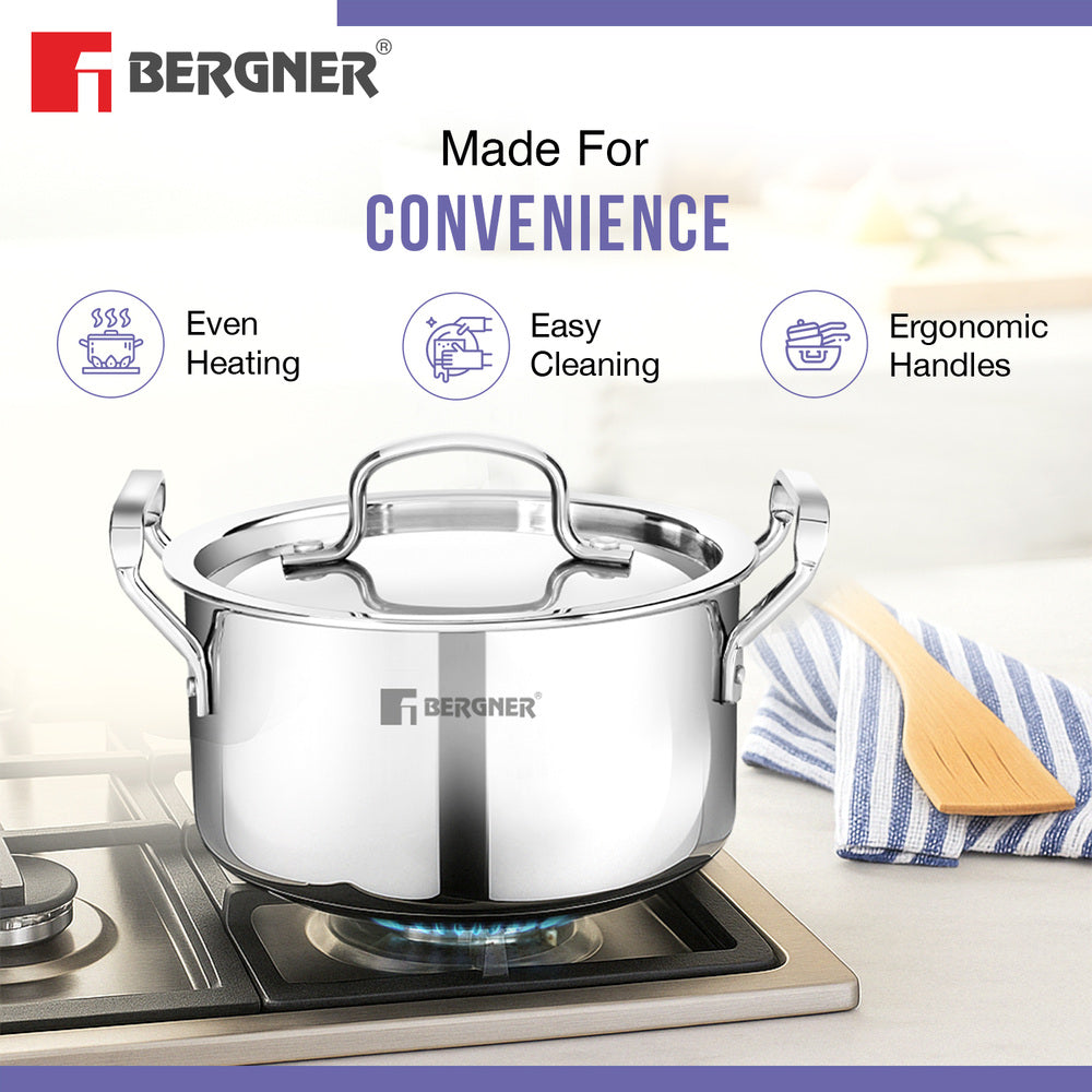TriPro 5 Pcs TriPly Stainless Steel Cookware Set - Induction Bottom