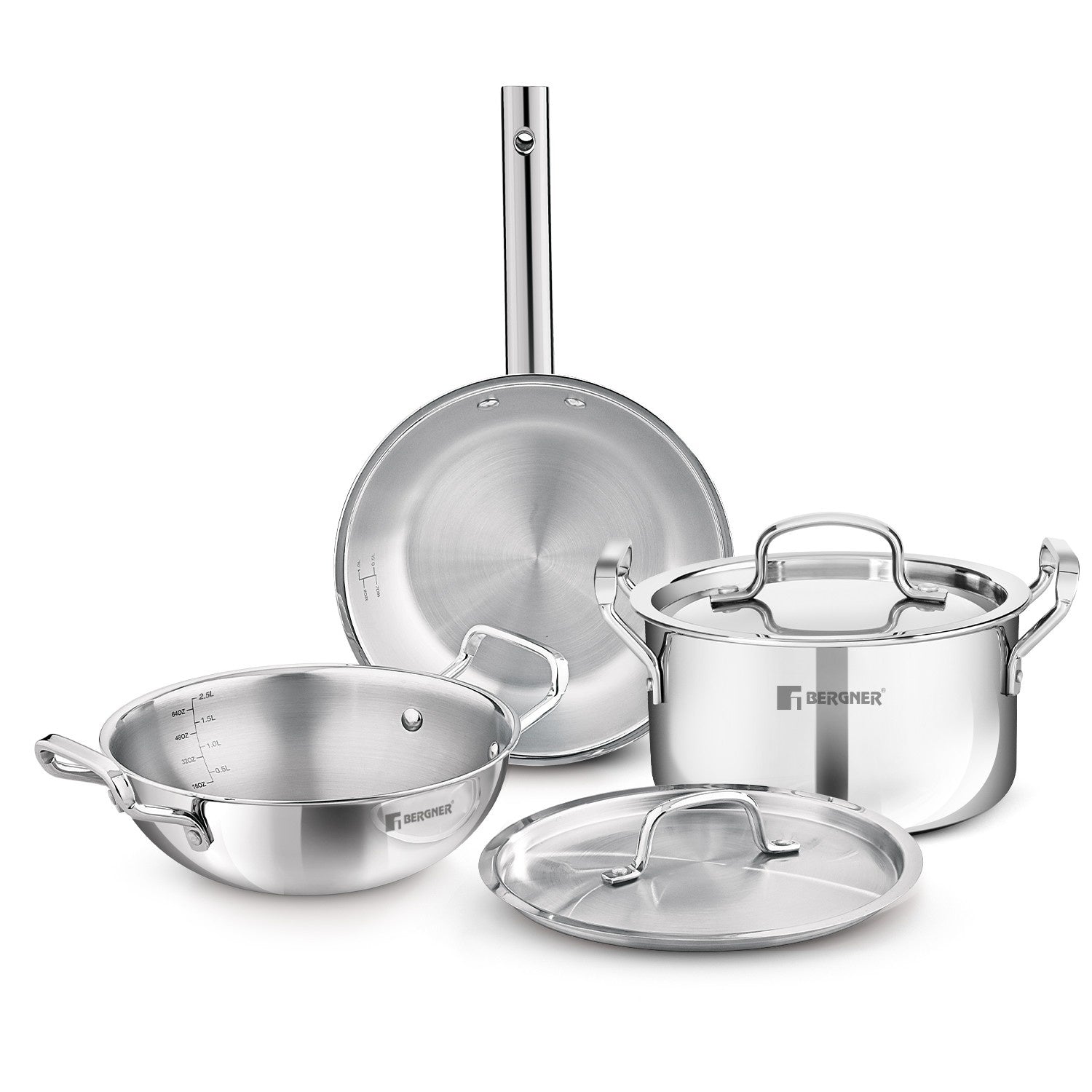 TriPro 5 Pcs Tri-Ply Stainless Steel Cookware Set