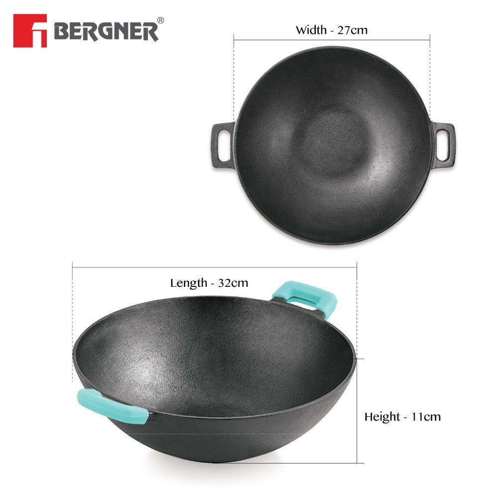 Eco Cast Iron 2 Pcs Combo - 30cm Dosa Tawa and 24cm Kadai