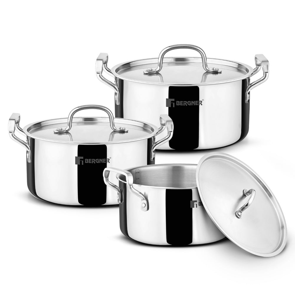 Tripro Tri-Ply Stainless Steel Cook and Serve Casserole 6 Pcs Combo Set - Induction Compatible