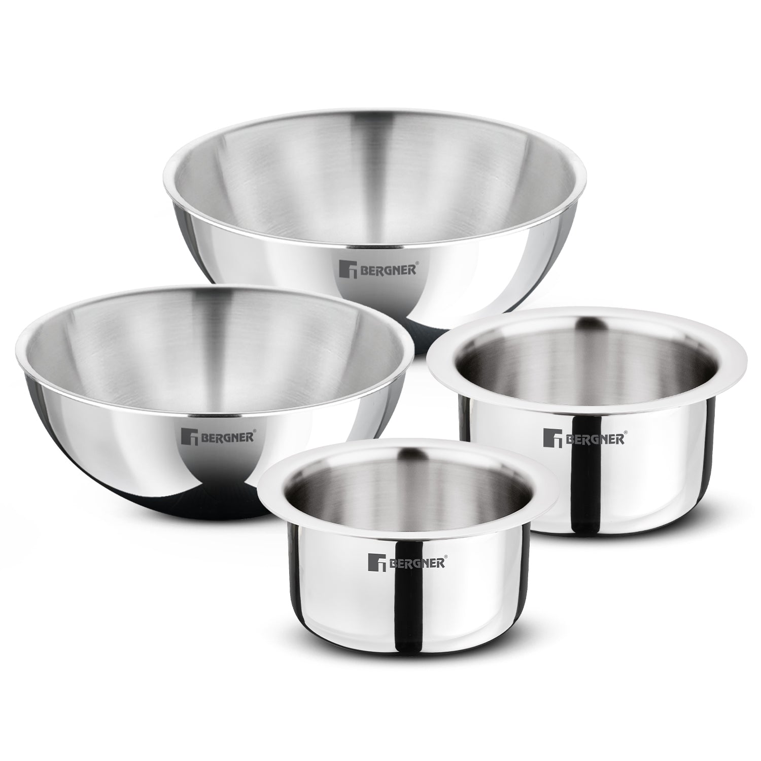 TriPro Tri-Ply Stainless Steel 4 Pcs Cookware Combo Set - Induction Bottom