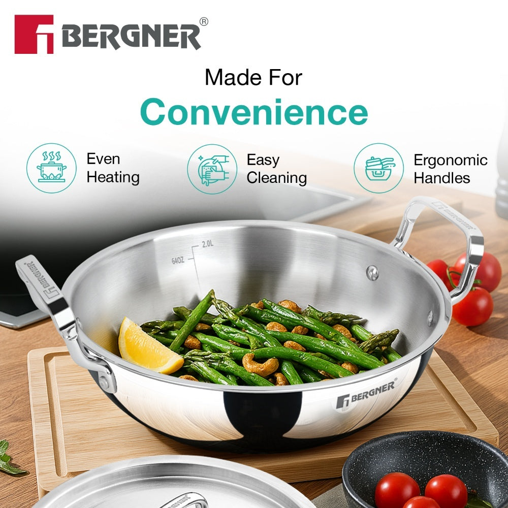 TriPro 4 Pcs Tri-Ply Stainless Steel Cookware Combo - Induction Bottom