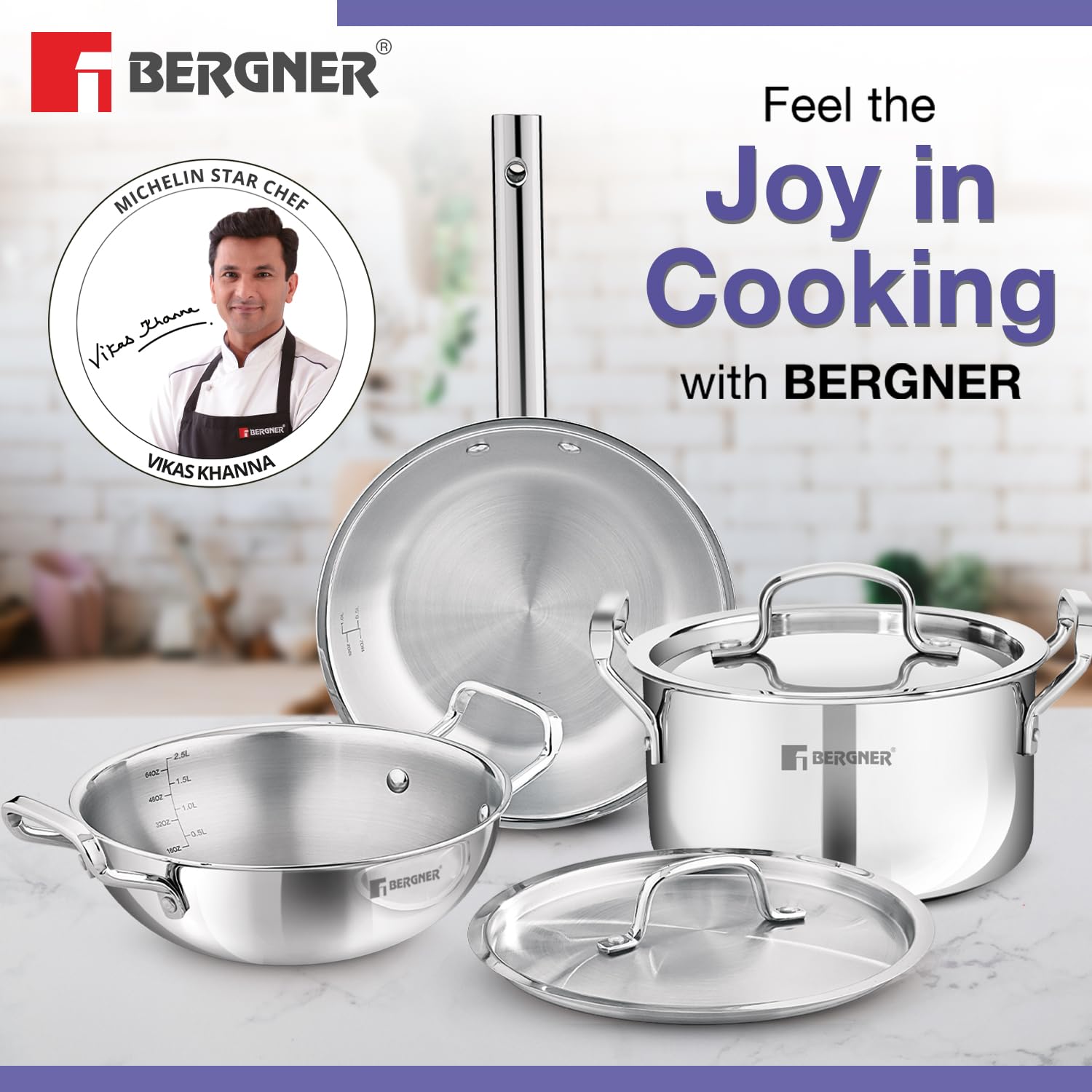 TriPro 5 Pcs TriPly Cookware Set - Induction Bottom