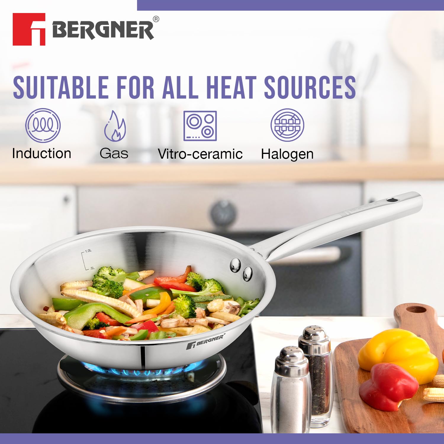 TriPro 5 Pcs TriPly Cookware Set - Induction Bottom