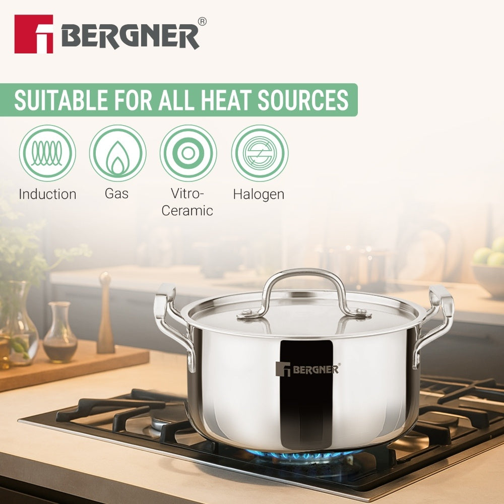 TriPro TriPly Stainless Steel Cook and Serve 2 Pcs Casseroles Combo Set