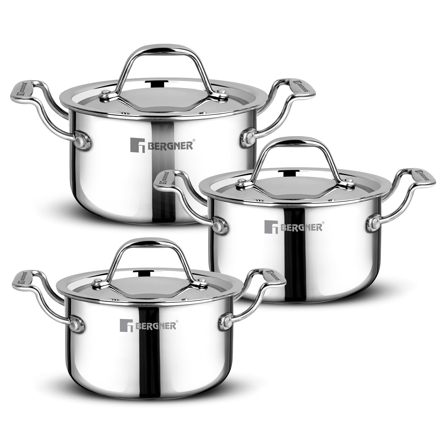 Argent Junior Chef Triply Stainless Steel Casserole Set 6 Pcs