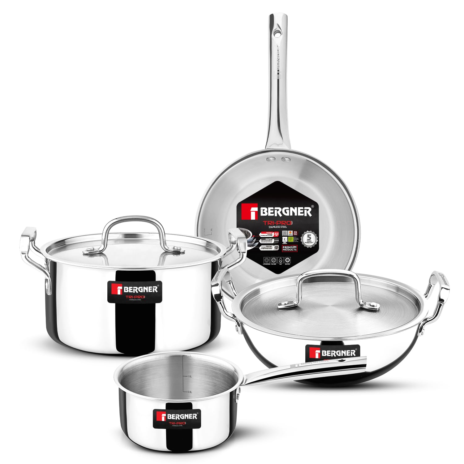 TriPro Triply Stainless Steel 6 Pcs Cookware Set