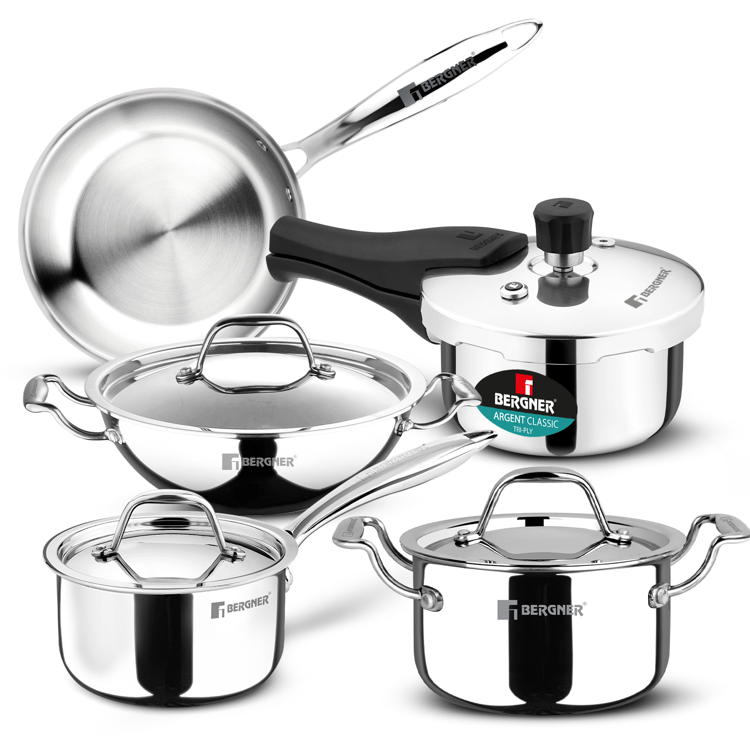 Argent Mini 8 Pcs Triply Cookware Set