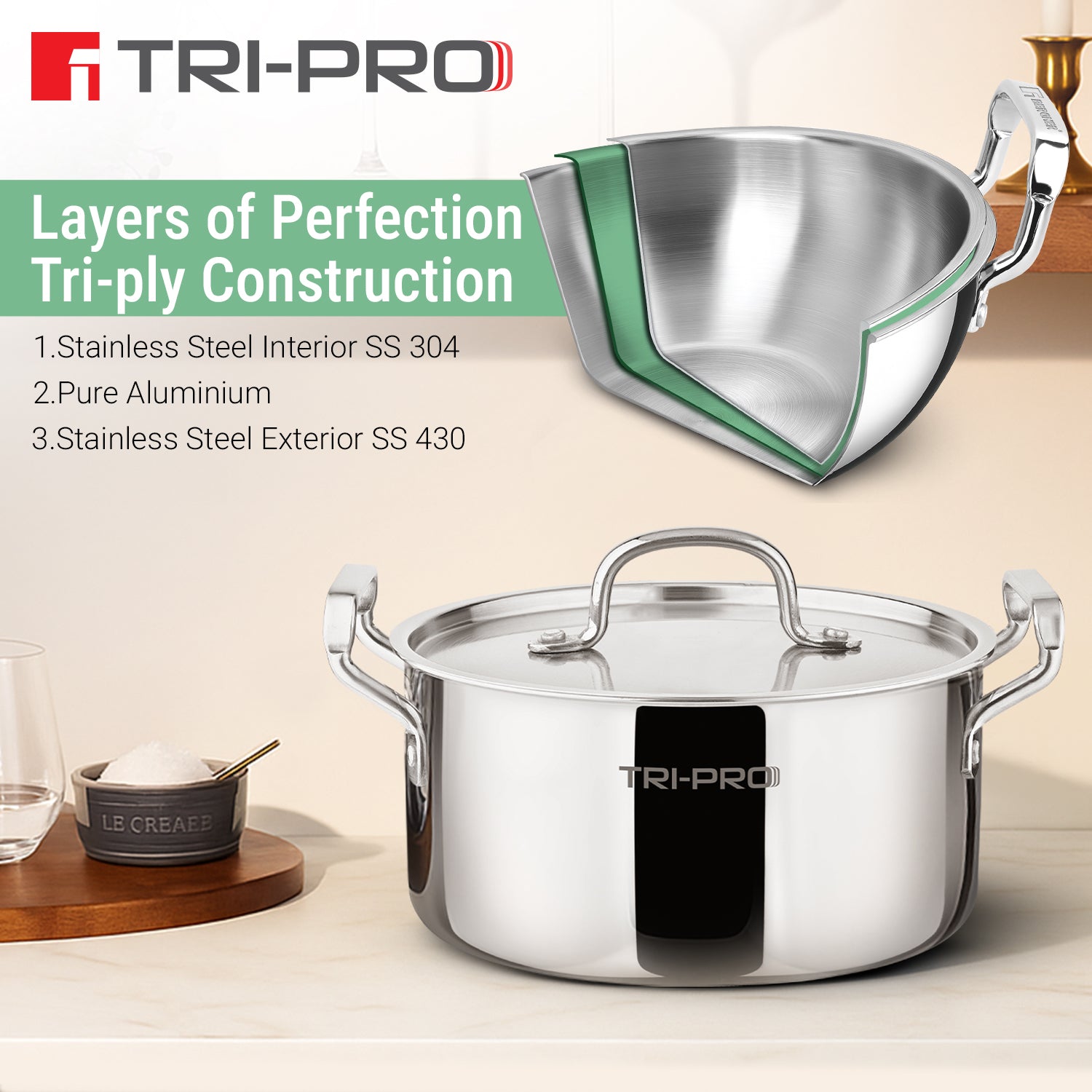 Tripro Triply Cookware Set of 4 Pcs