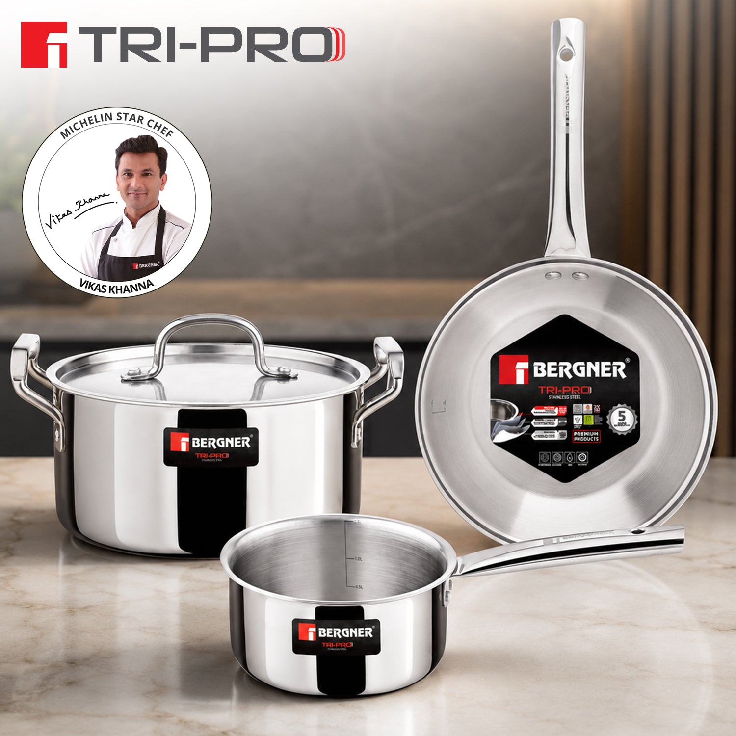 Tripro Triply Cookware Set of 4 Pcs