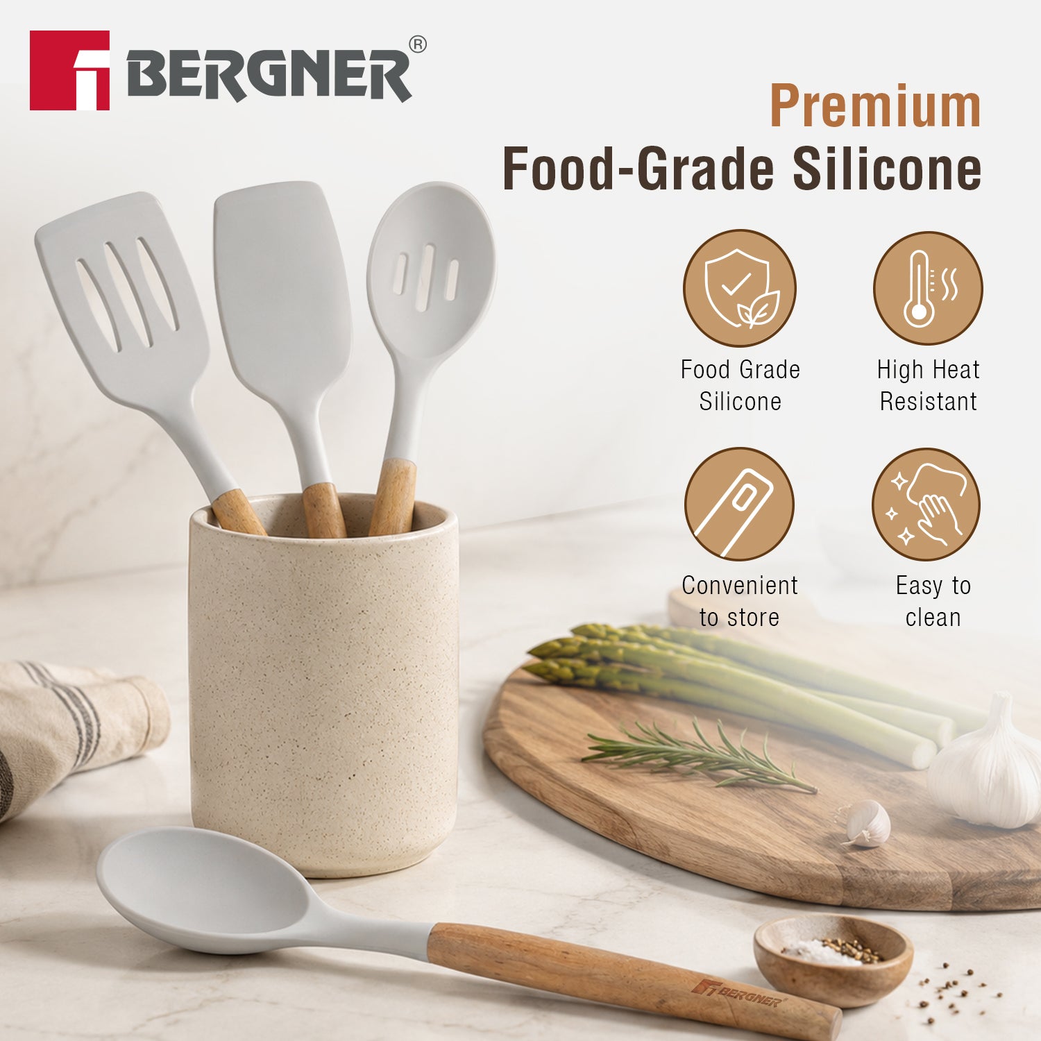 Naturally Silicone Spoons Set 4 Pcs