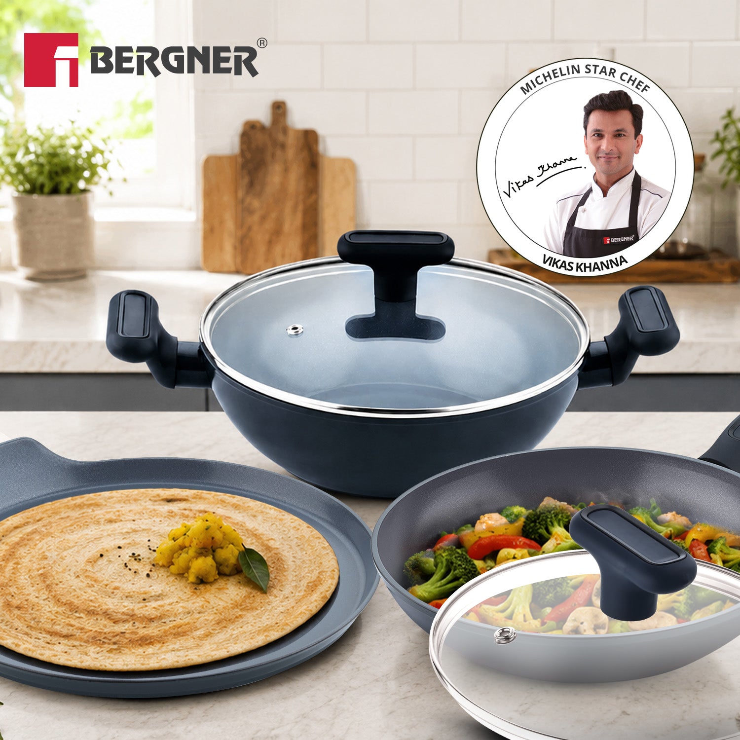 Jade Non-Stick Ceramic Coated 5 Pcs Cookware Set