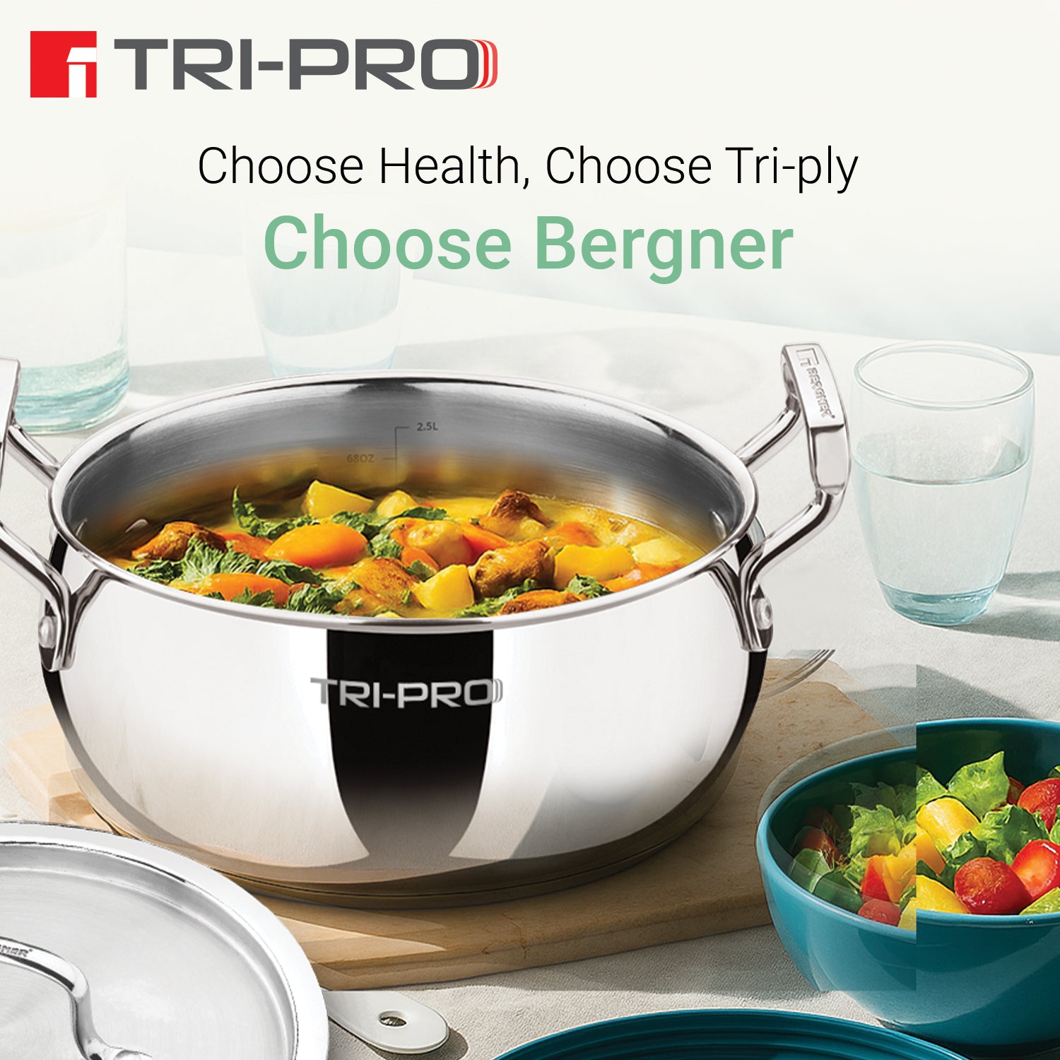 Tripro 6 Pcs Triply Cookware Set