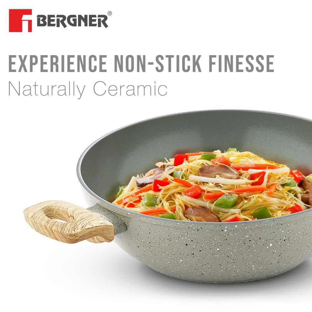 Naturally Ceramic Forged Aluminium 24cm (2.5 L) Kadai - Induction Bottom