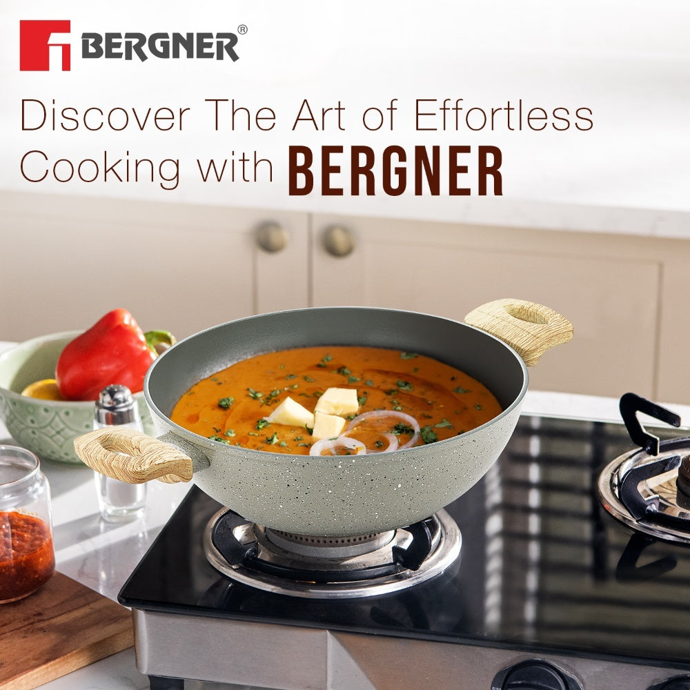 Naturally Ceramic Forged Aluminium 24cm (2.5 L) Kadai - Induction Bottom