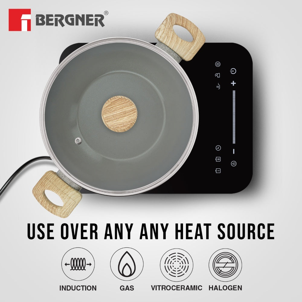 Naturally Ceramic Forged Aluminium 24cm (2.5 L) Kadai - Induction Bottom