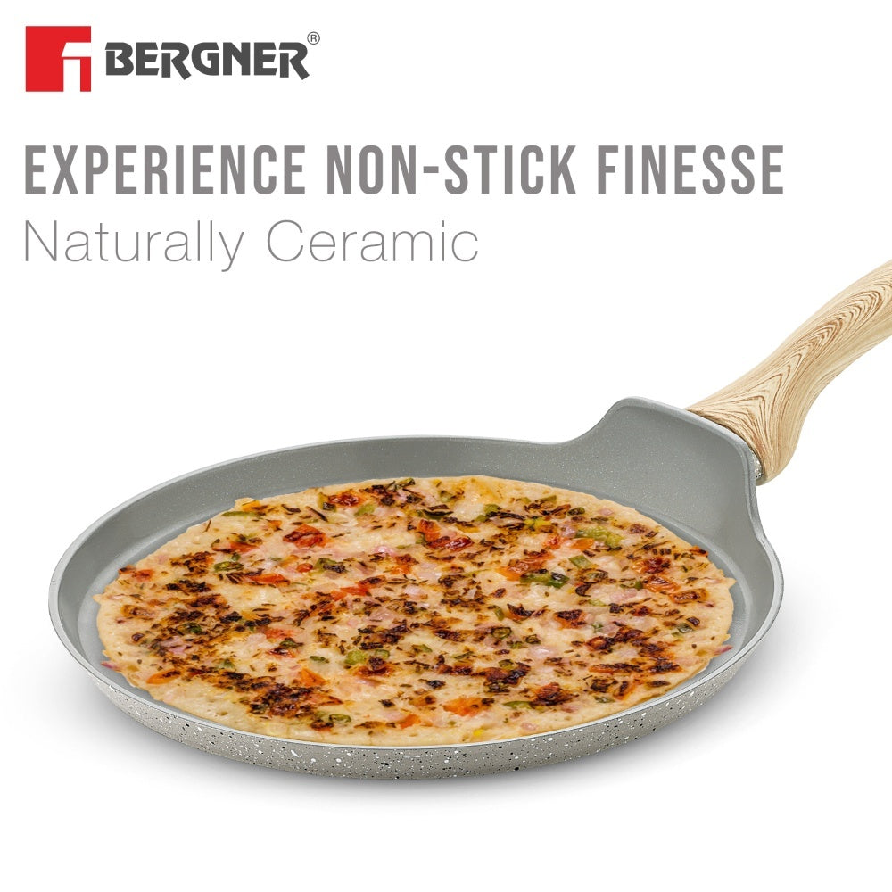 Naturally Ceramic Forged Aluminium 26 cm Flat Dosa Tawa with Soft Touch Handle - Induction Bottom