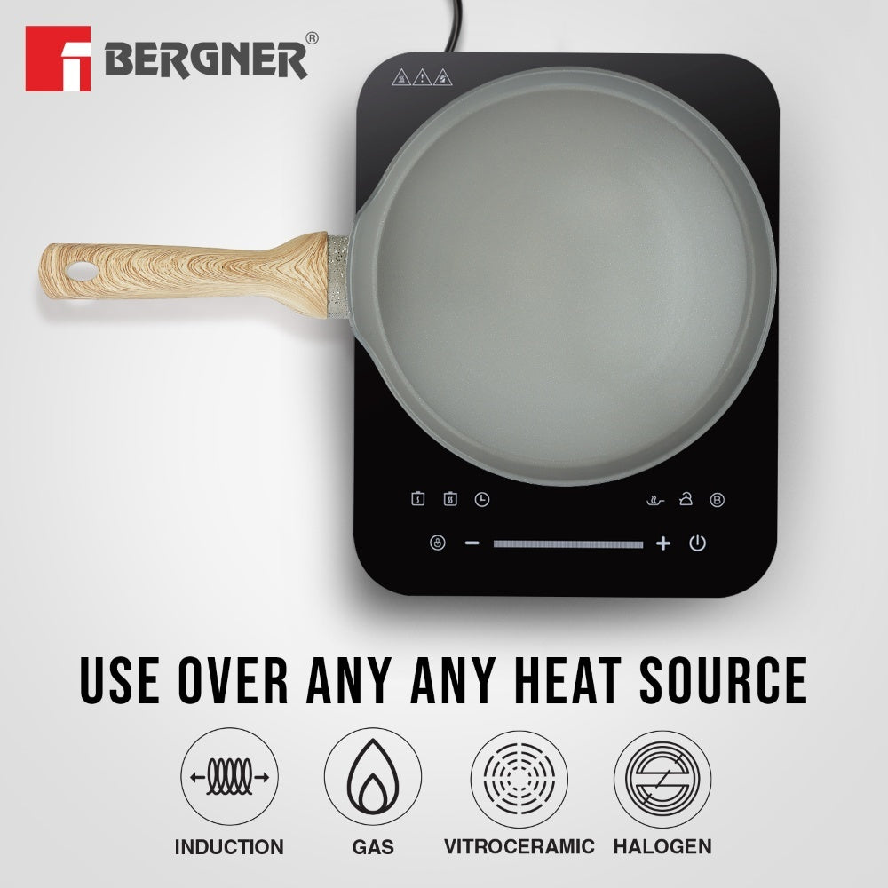 Naturally Ceramic Forged Aluminium 26 cm Flat Dosa Tawa with Soft Touch Handle - Induction Bottom