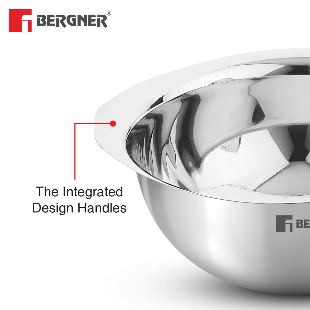Bergner Stainless Steel Uni Colander and Mixing Bowl, 2 in 1 Stainless Steel 26 cm (3.6 Liters) Mixing Bowl and Colander