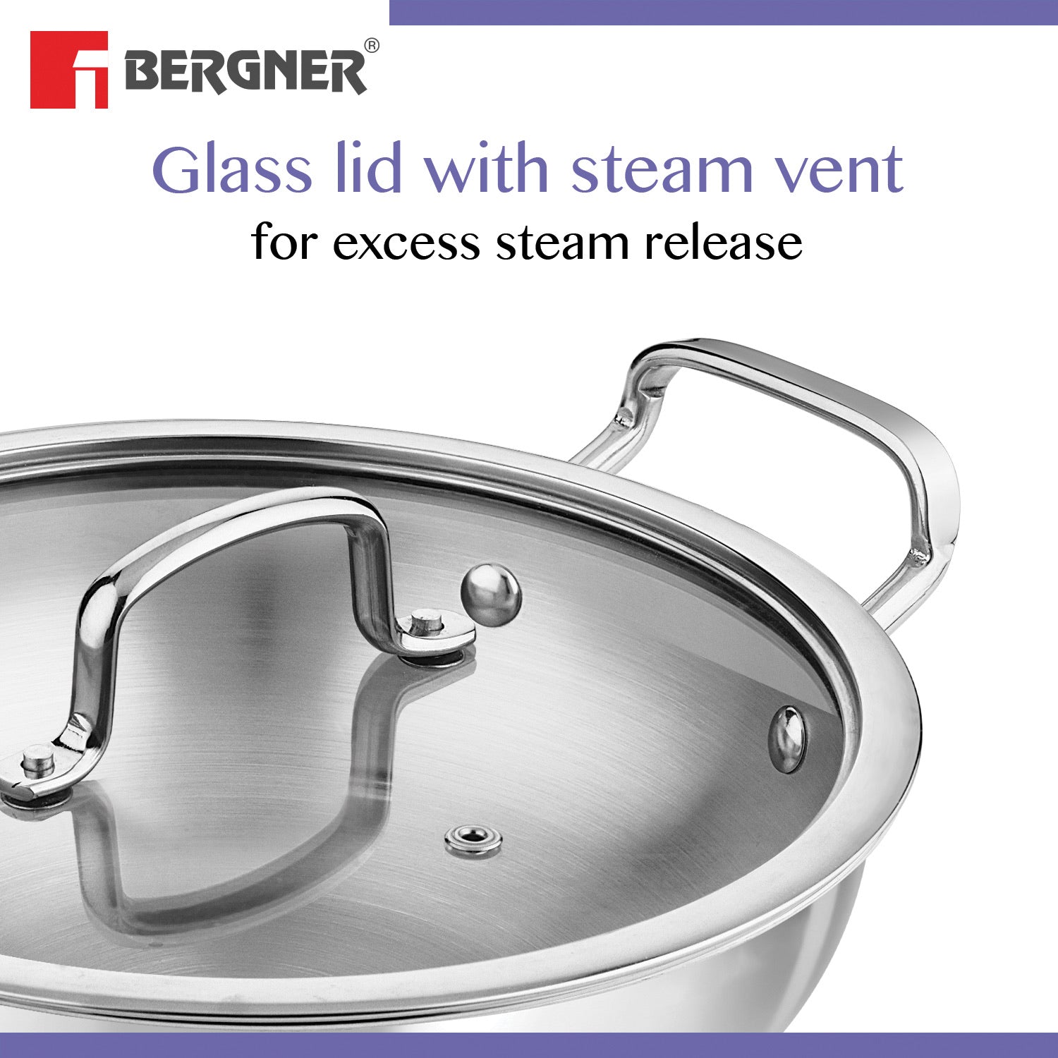 BE Essentials TriPly Stainless Steel Kadai with Steamer 3 Pcs Set