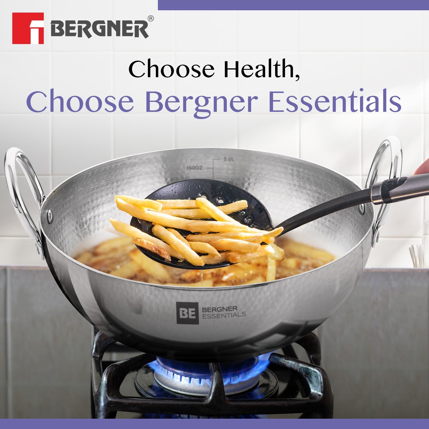 BE Essentials Hammered Kadai - Gas Stove Compatible