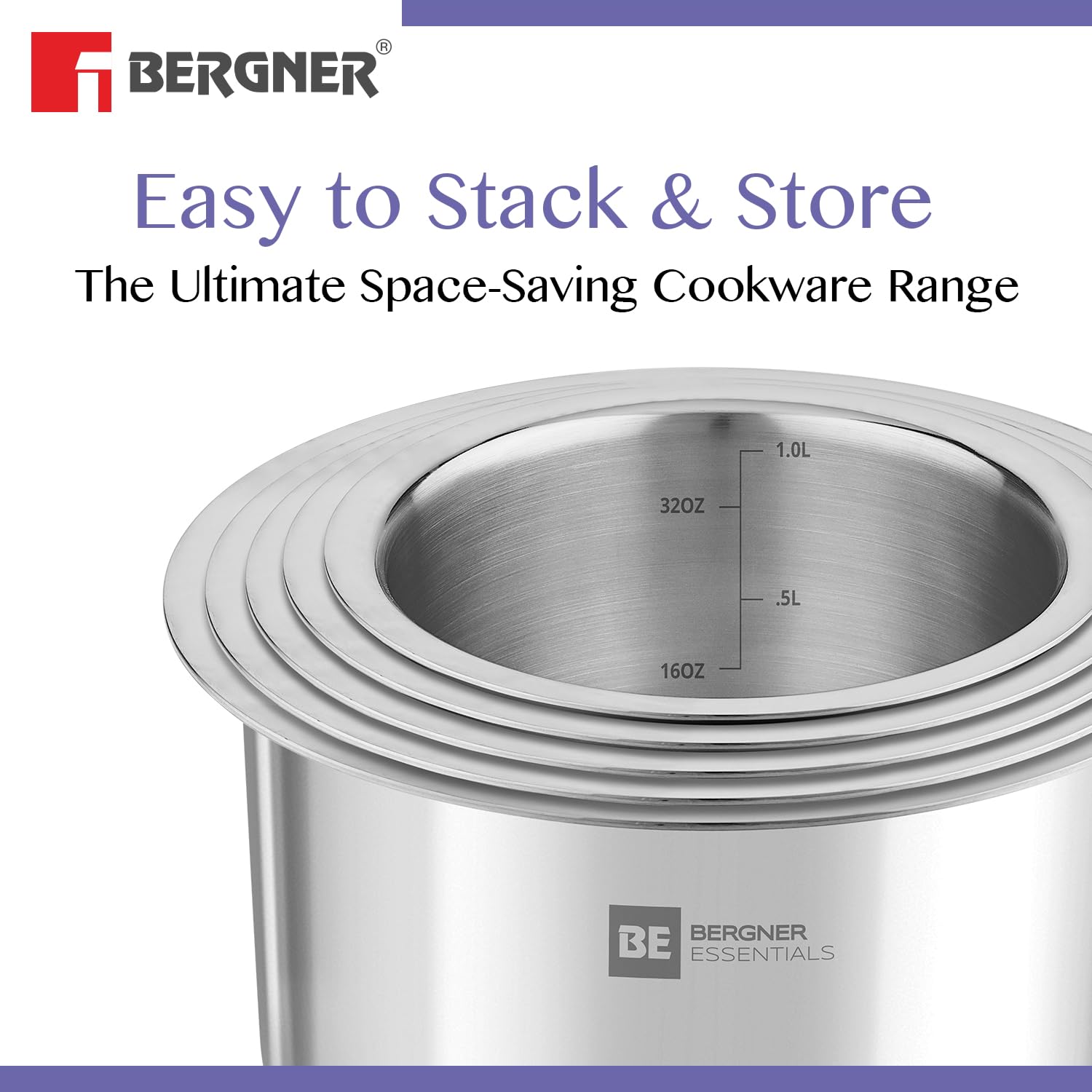 Bergner BE Essentials 5 Pcs Tope Set - Induction Bottom