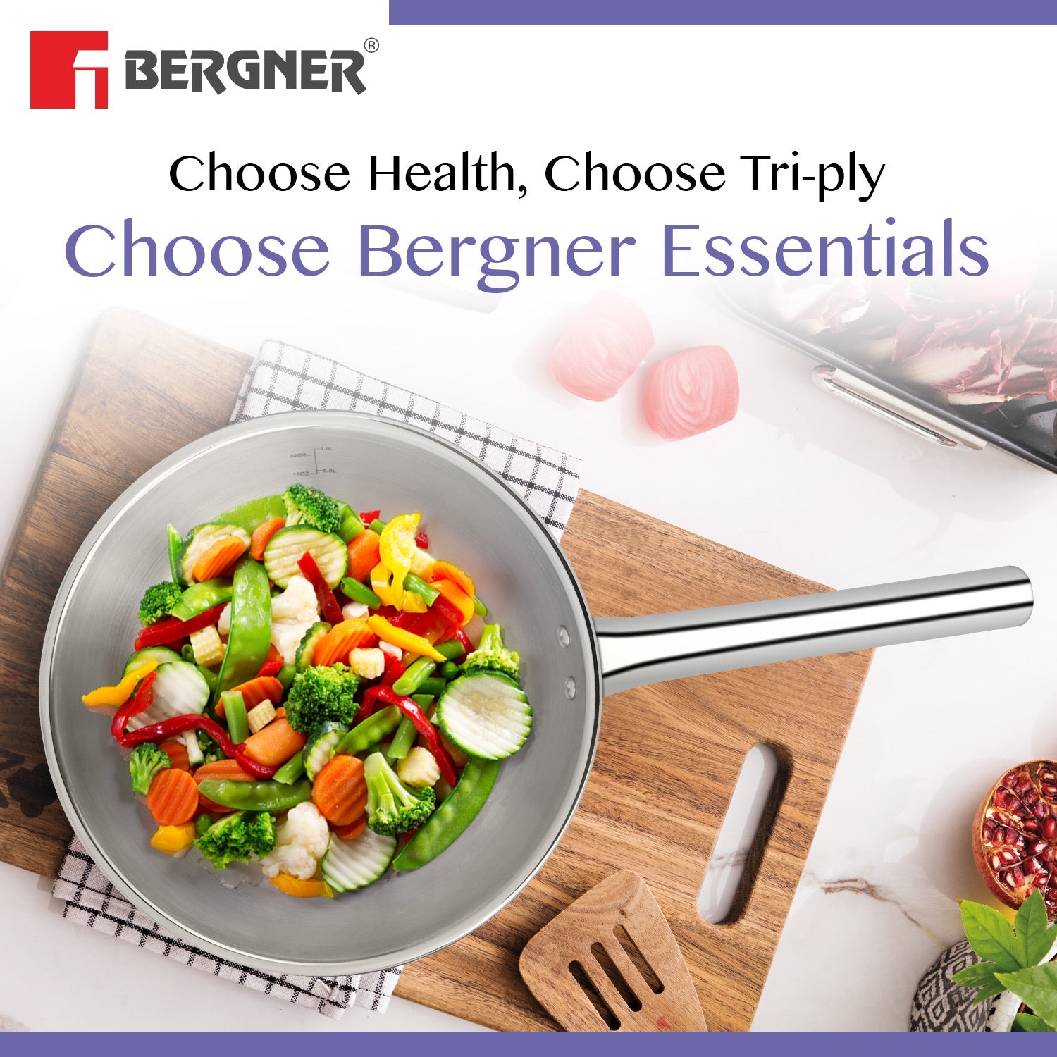 BE Essentials Tri-Ply Stainless Steel Frypan