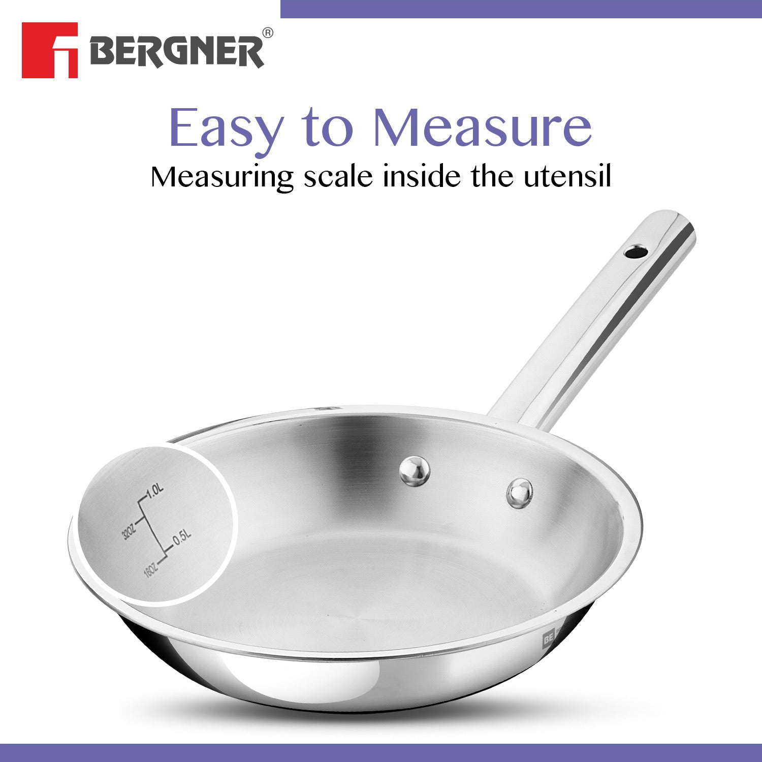 BE Essentials Tri-Ply Stainless Steel Frypan