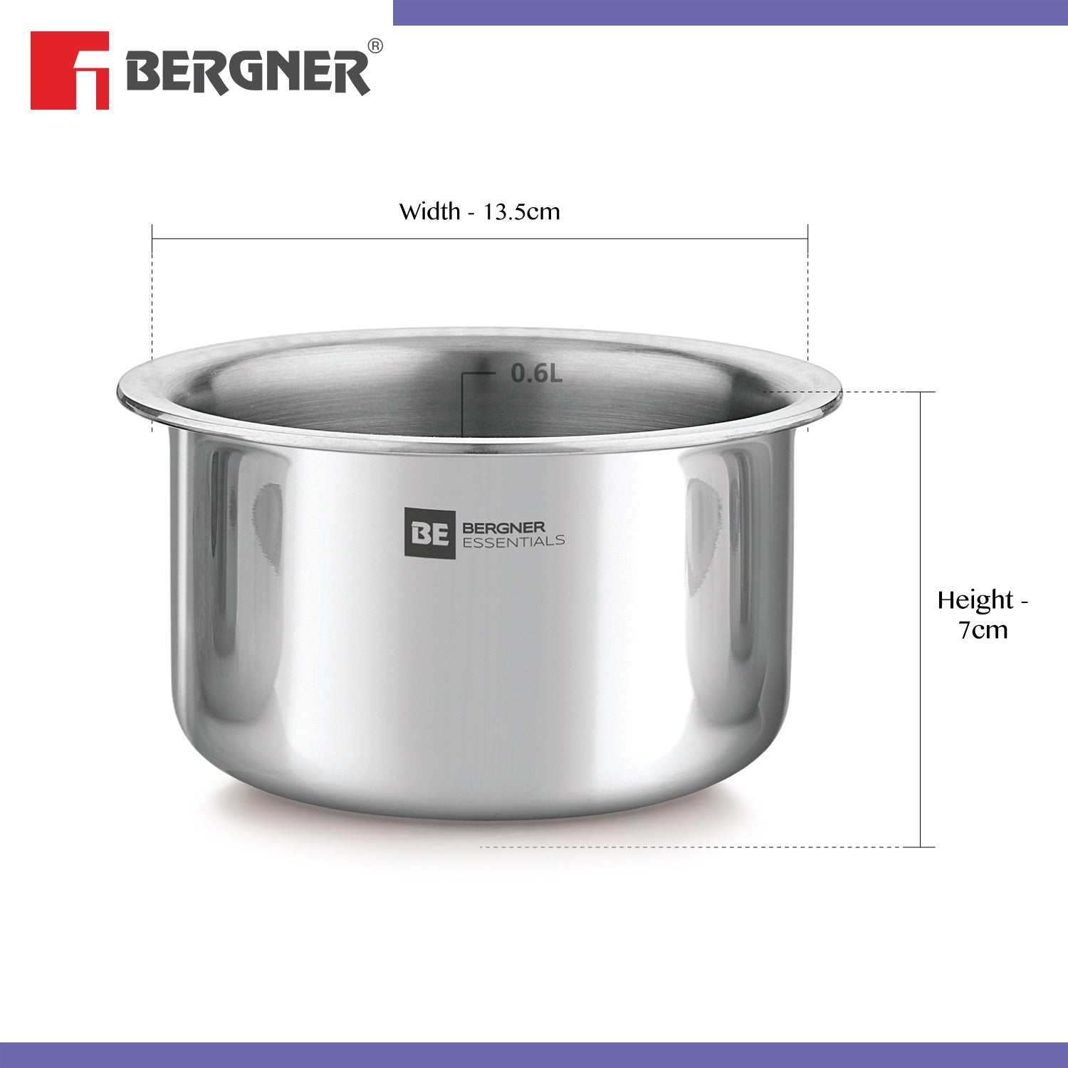 Bergner BE Essentials Tri-Ply Stainless Steel Junior Tope - Induction Bottom (5-Year Warranty)
