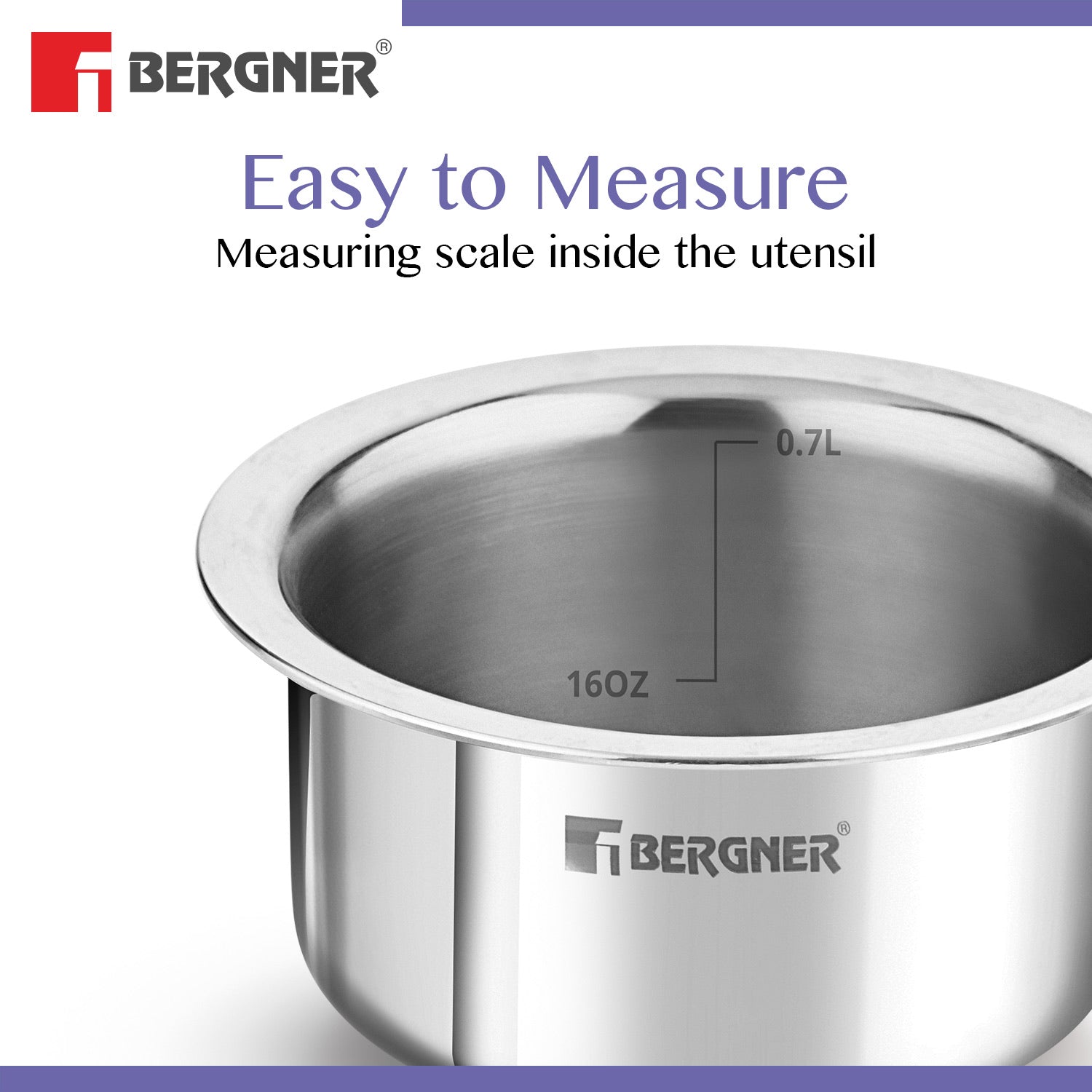 Bergner BE Essentials Tri-Ply Stainless Steel Junior Tope - Induction Bottom (5-Year Warranty)