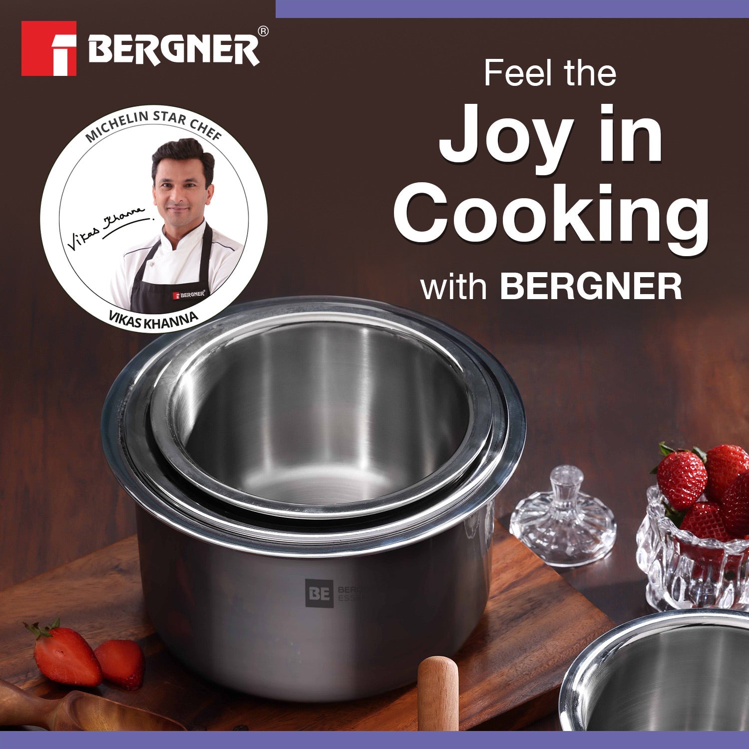 Bergner BE Essentials Tri-Ply Stainless Steel Junior Tope - Induction Bottom (5-Year Warranty)