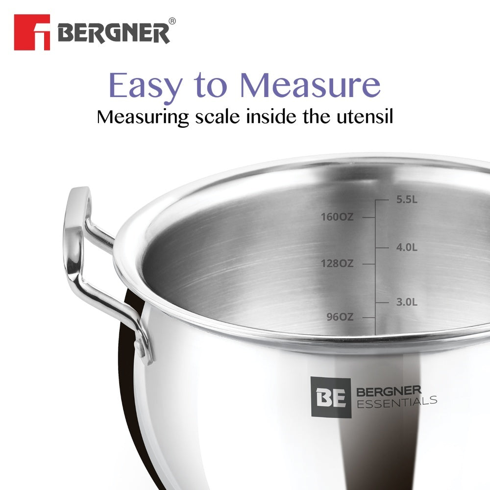 BE Essentials TriPly Stainless Steel Rice Handi 24cm (5.5L) - Induction Bottom