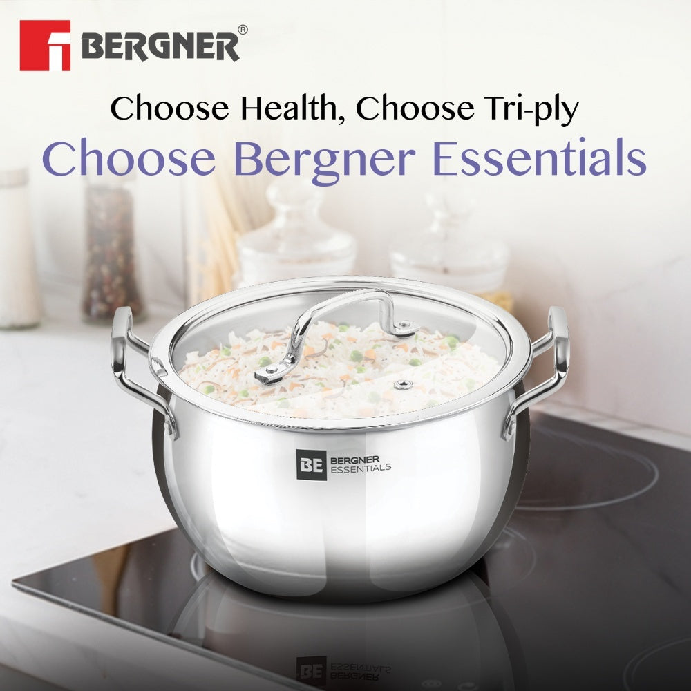 BE Essentials TriPly Stainless Steel Rice Handi 24cm (5.5L) - Induction Bottom