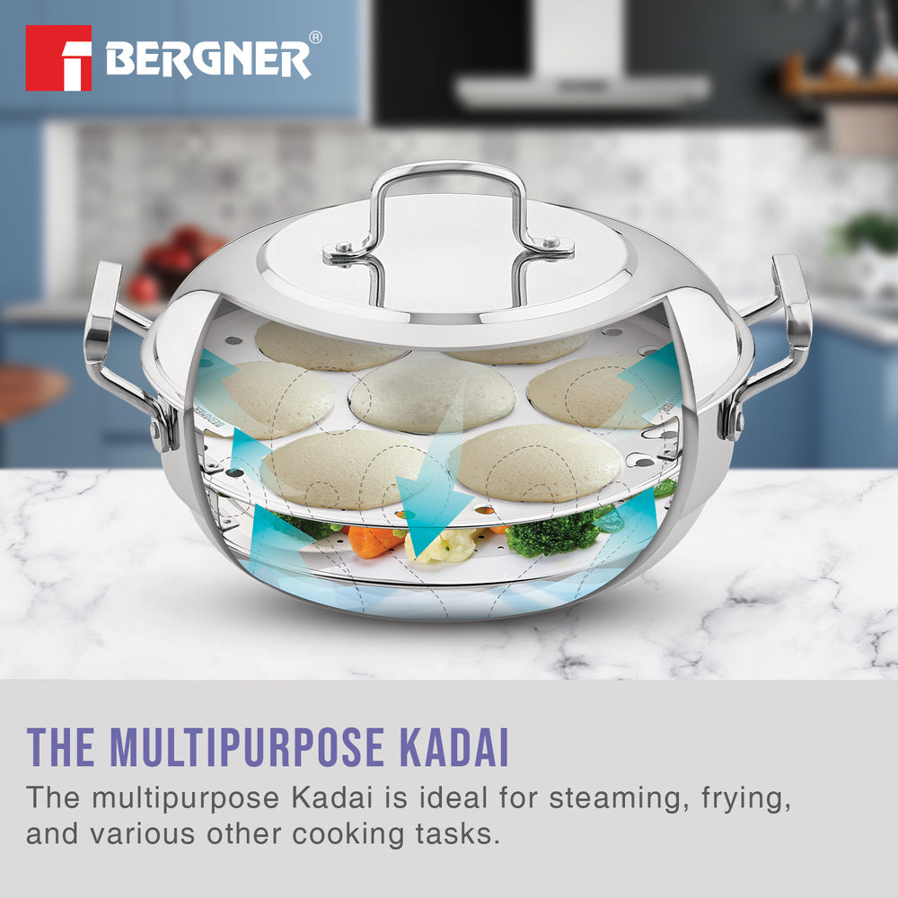 BE Essentials Tri-Ply Stainless Steel 27cm Multikadai