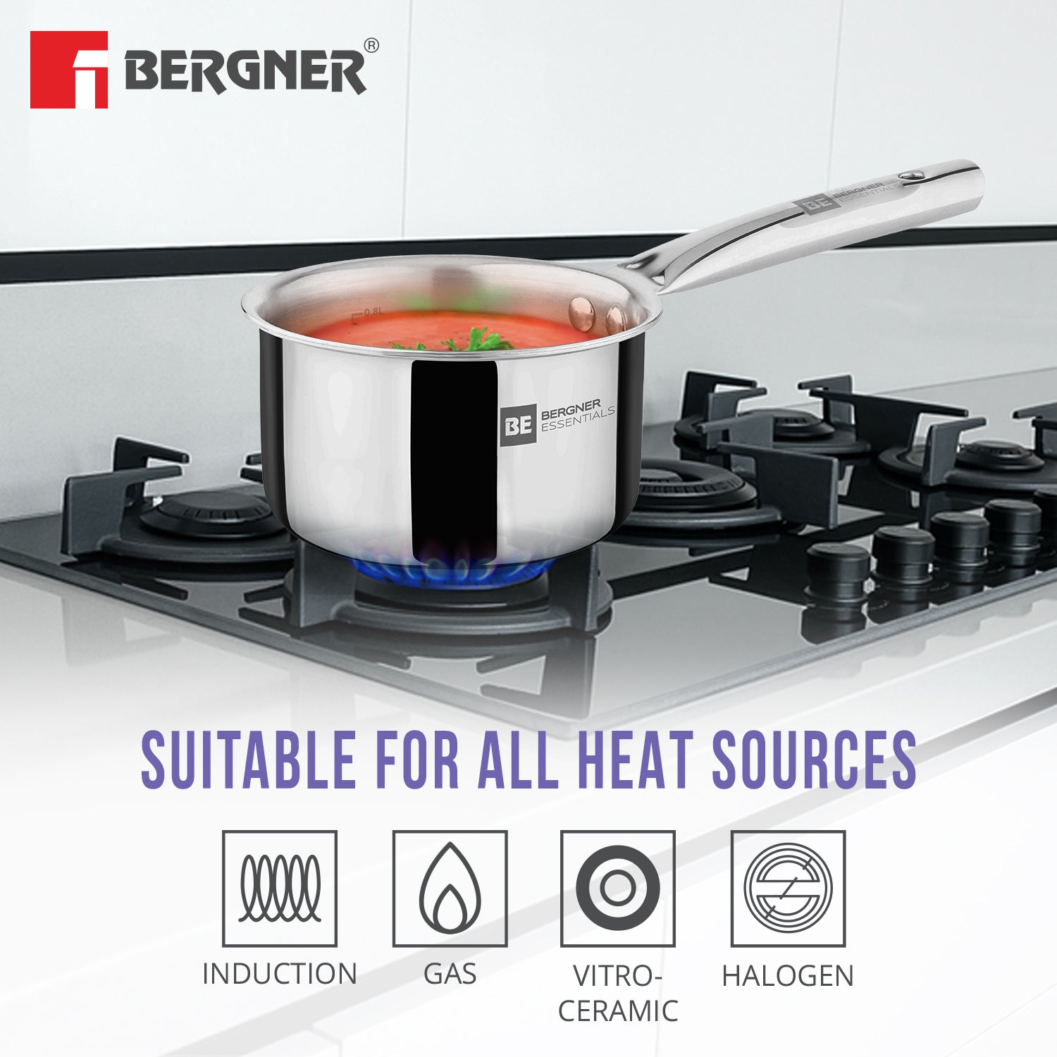 BE Essentials Era TriPly Stainless Steel 12cm (800ml) Teapan - Induction Bottom