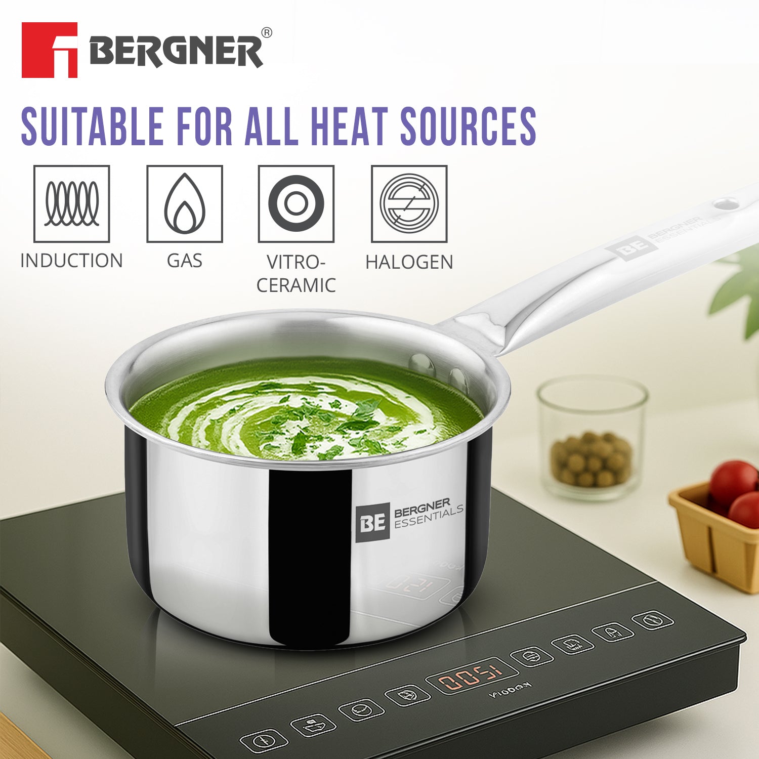 BE Essetials Era TriPly Stainless Steel 14cm (1L) Teapan - Induction Bottom