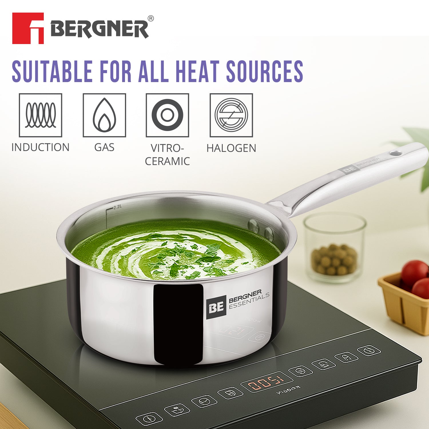 BE Essentials Era TriPly Stainless Steel 18cm (2.2 L) Teapan - Induction Bottom