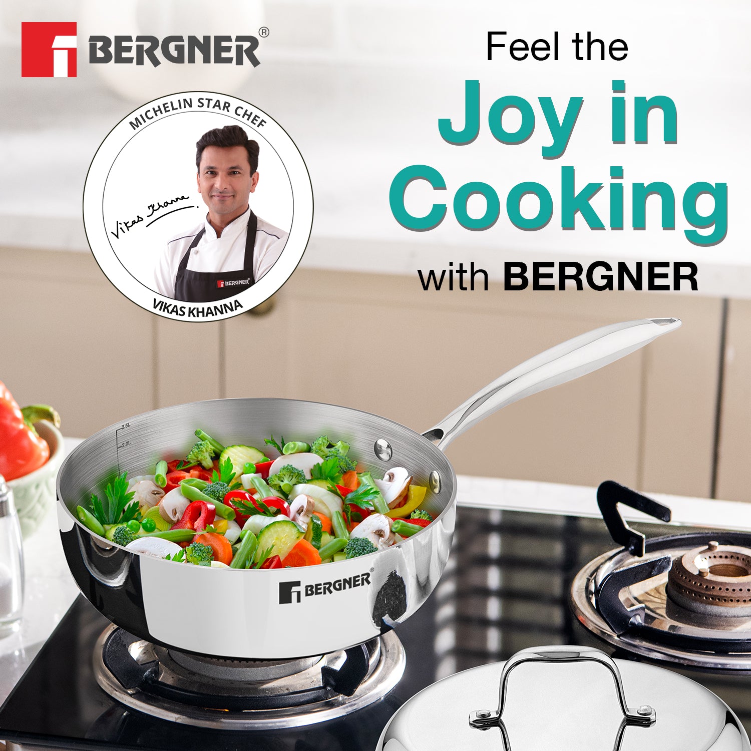 Argent Saira Tri-Ply Stainless Steel Multi Purpose Frypan