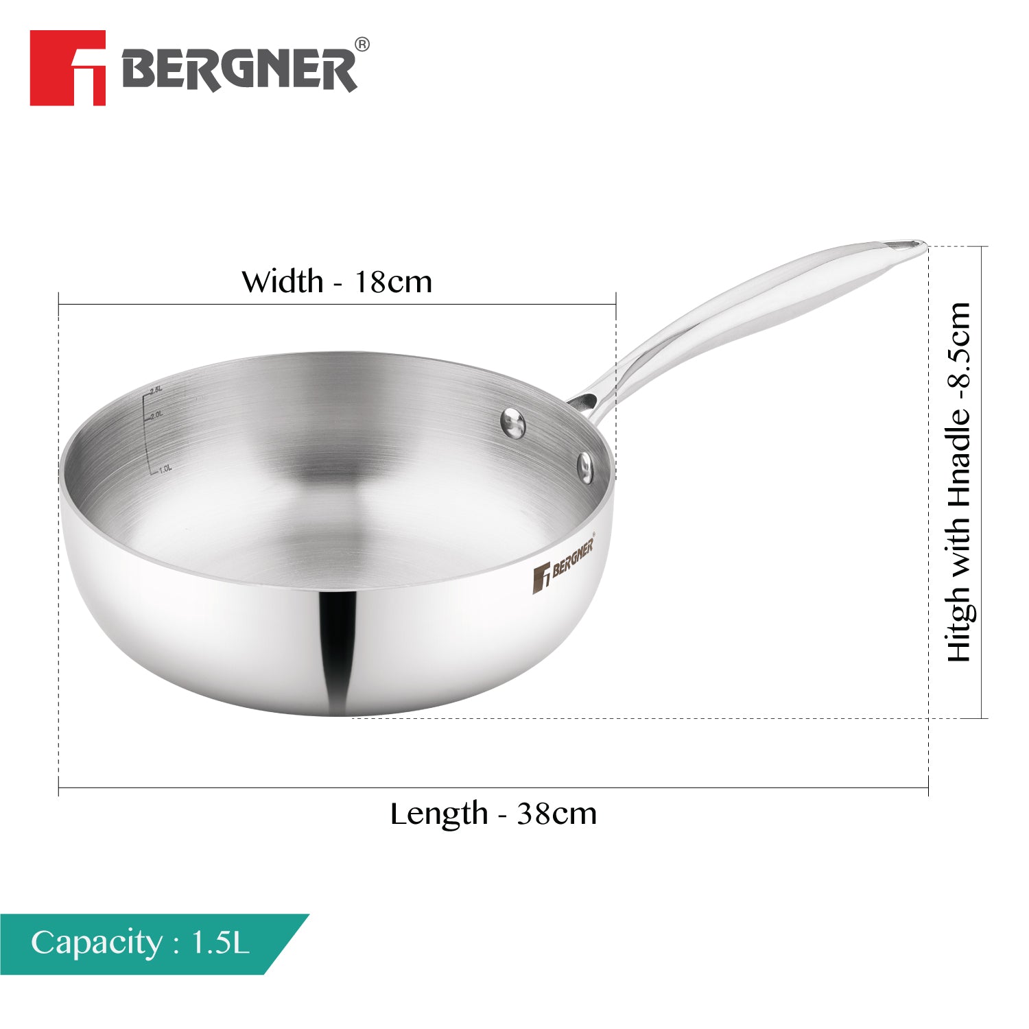 Argent Saira Tri-Ply Stainless Steel Multi Purpose Frypan