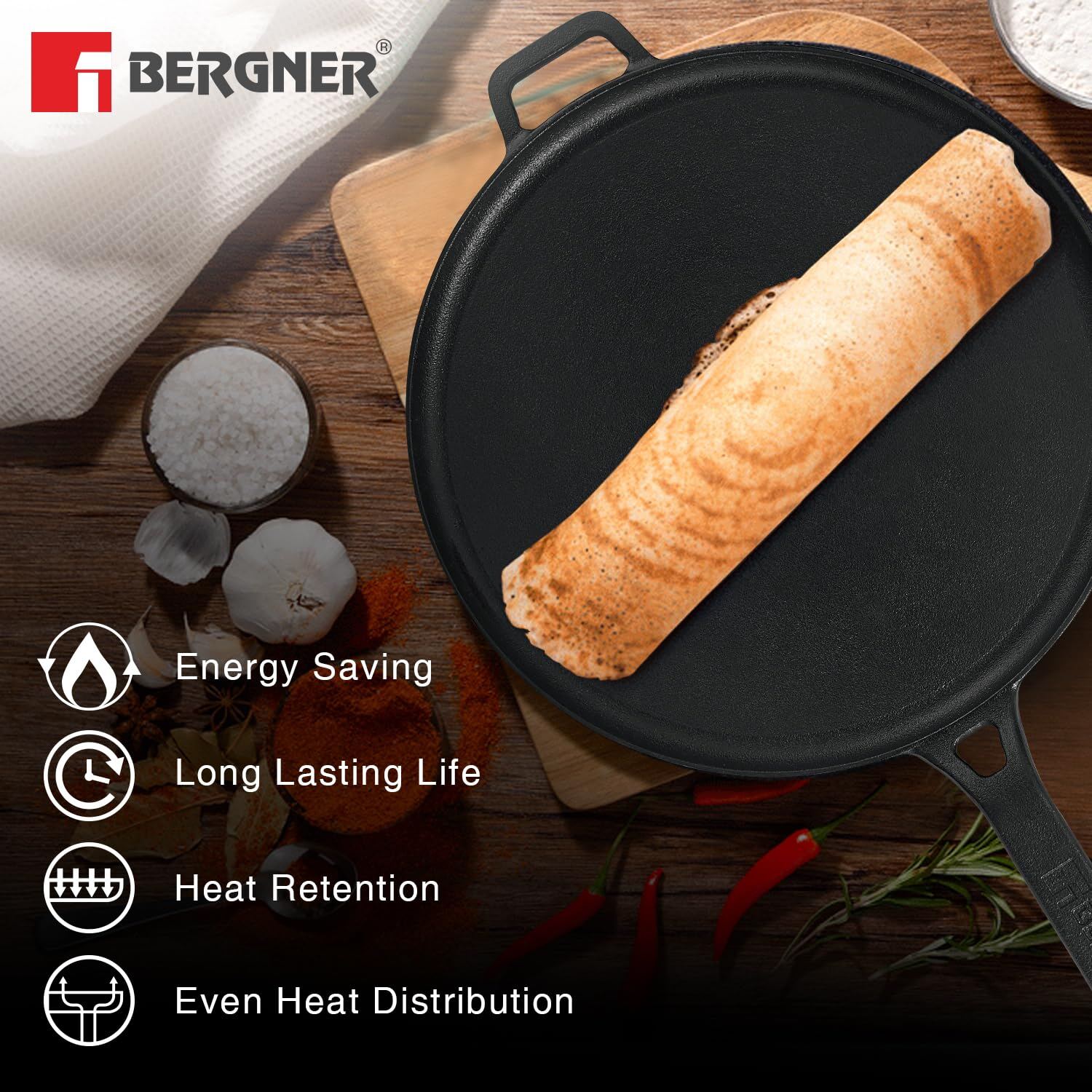 Eco Cast Iron 28cm Dosa Tawa